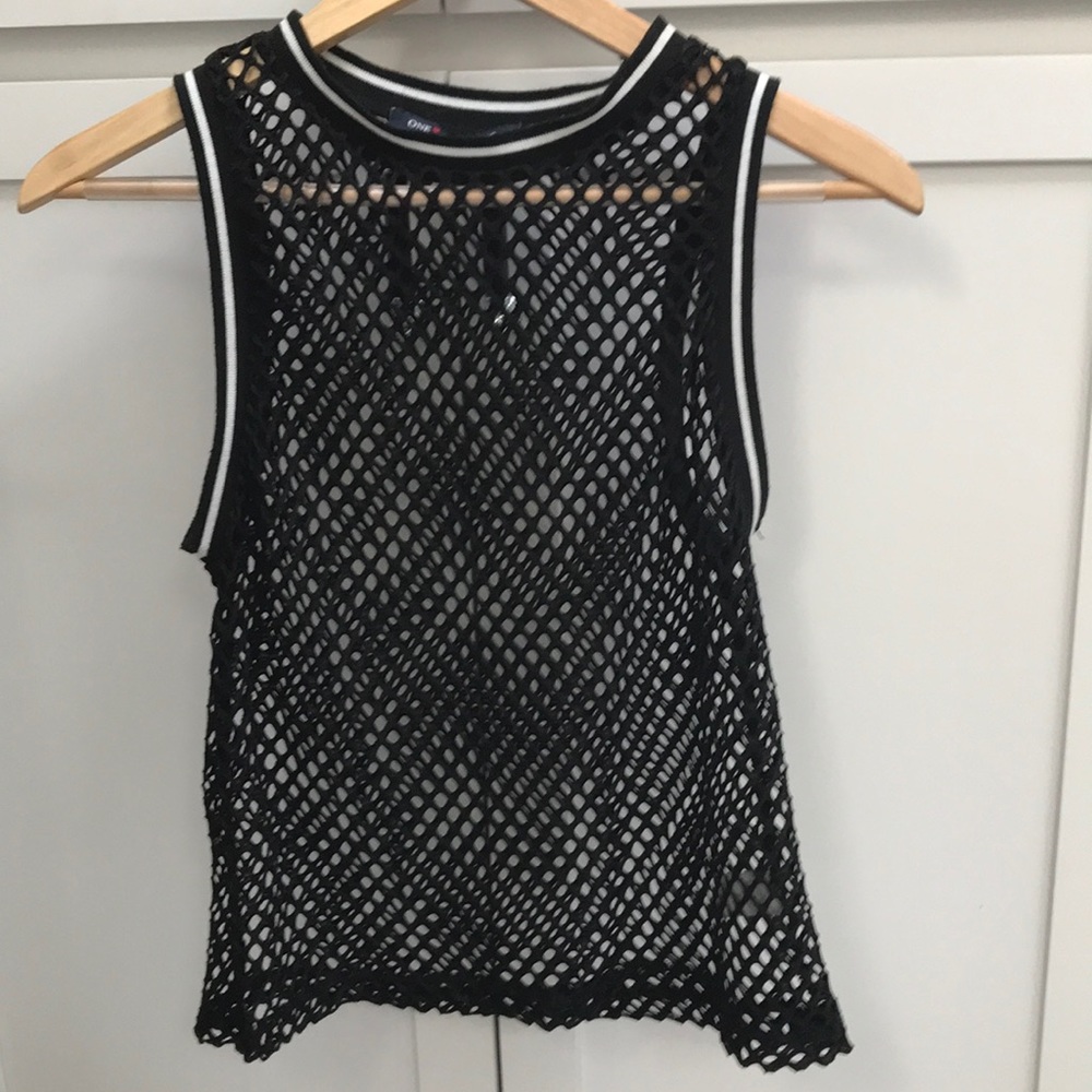 Fishnet sleeveless top